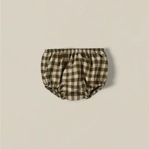 Organic Zoo Olive Gingham Shortie - 0-3M